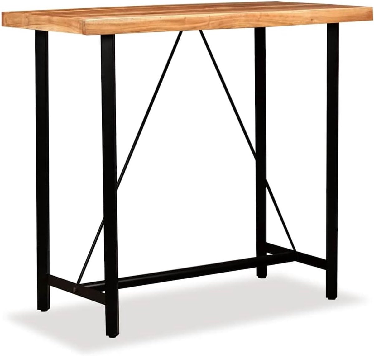 Massief hout acacia 120x60x107 cm statafel eettafel met stalen poten in industriële stijl voor keuken en eetkamer