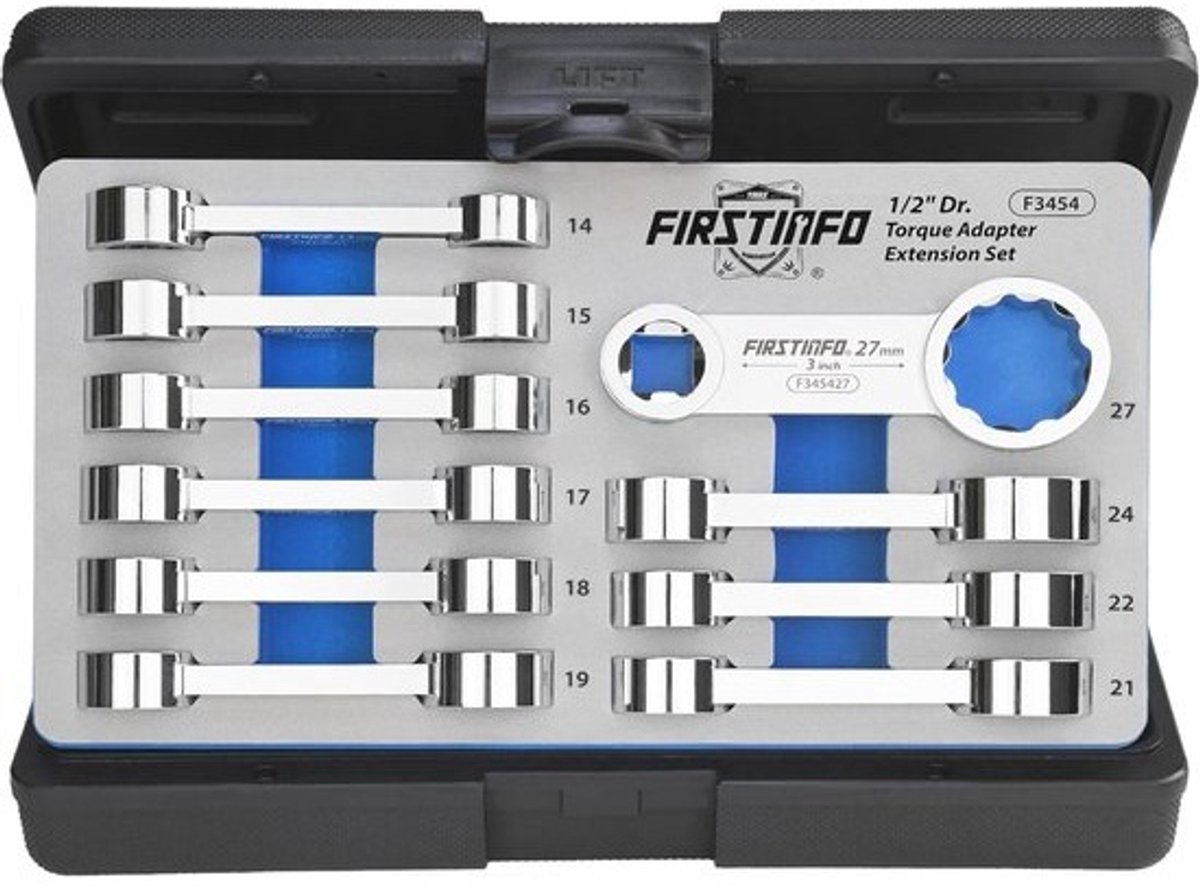 Dopsleuteladapterset - Koppeladapters - Voor precisiewerk - 12-puntskoppen - 14-27 mm metrisch - Zilver