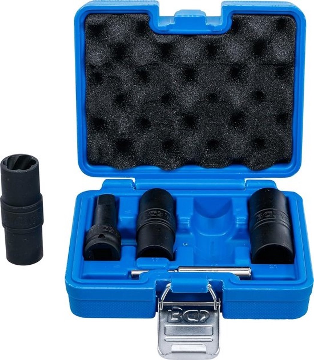 Dopsleutelkniestukkenset - Speciale kracht - Voor het lossen van moeren - Innovatief twistprofiel - 17-21 mm 1/2" - Zwart