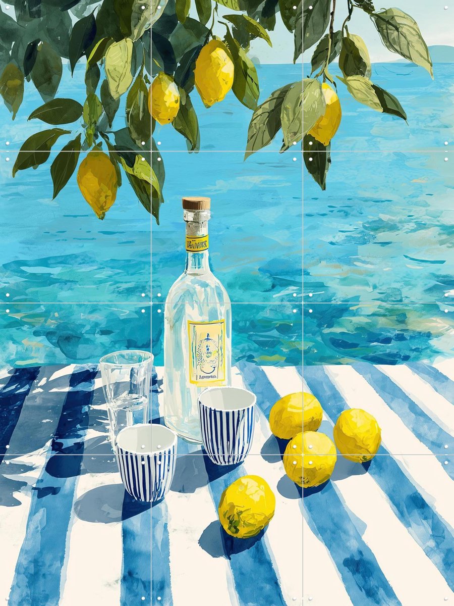 IXXI Lemon Tree Afternoon, Branka Kodžoman - 60 x 80 cm - Gratis ophangtool - Grote wanddecoratie en posters - Speels, Modern, Kleurrijk, Aquarel