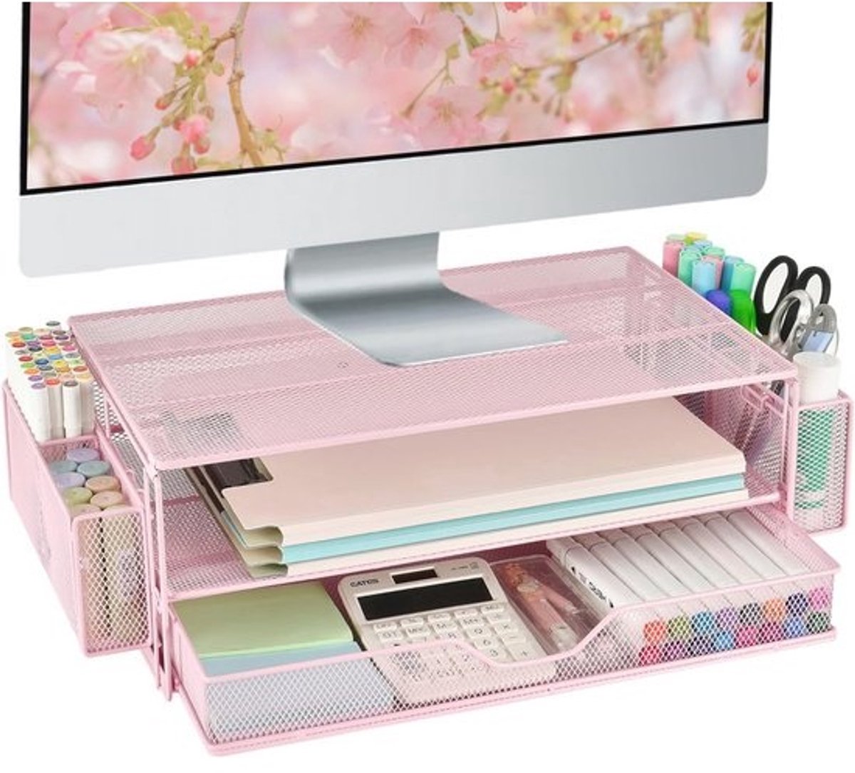 Bureauorganizer - 2 niveaus - Voor computermonitoren en kantooraccessoires
