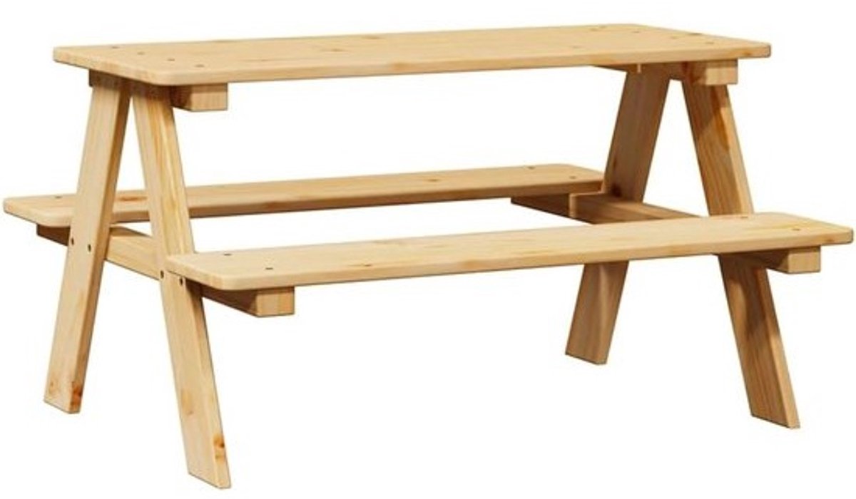 Kindertafelset - Met bankjes - Massief houten zitmeubel - Voor eet- en speelhoek