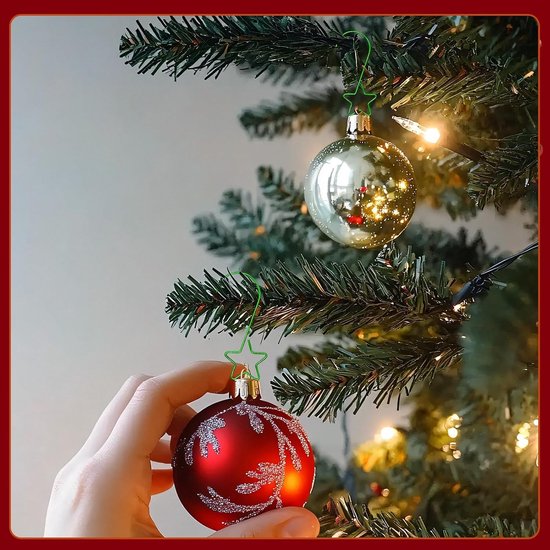 100 stuks kleine groene creatieve S-haak kerstversieringen, kerstversieringhaken, decoratiebenodigdheden, kerstboomversiering om op te hangen, geschikt voor het ophangen van kousen — afbeelding 3