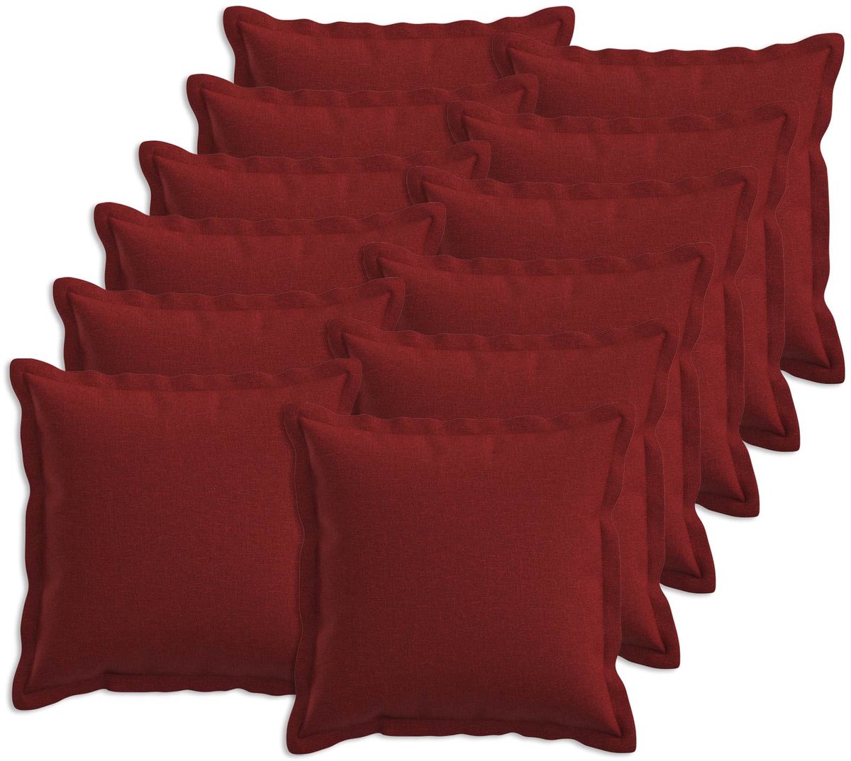 vidaXL Dekenkussen - 12 - st - HOUTEN - Wijnrood - 50 - x - 50 - cm - Faux - Linnen