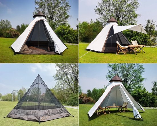 Dream house draagbare dubbellaagse waterdichte ademende tipi kampeertent voor het gezin — afbeelding 3