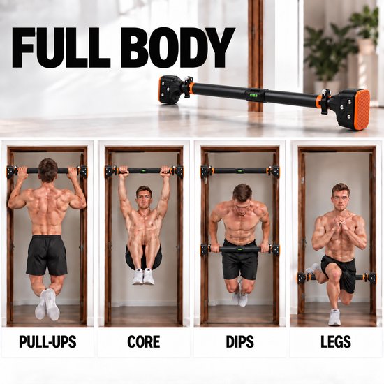 Deurpost stang voor pull-ups, core, dips en legs oefeningen.