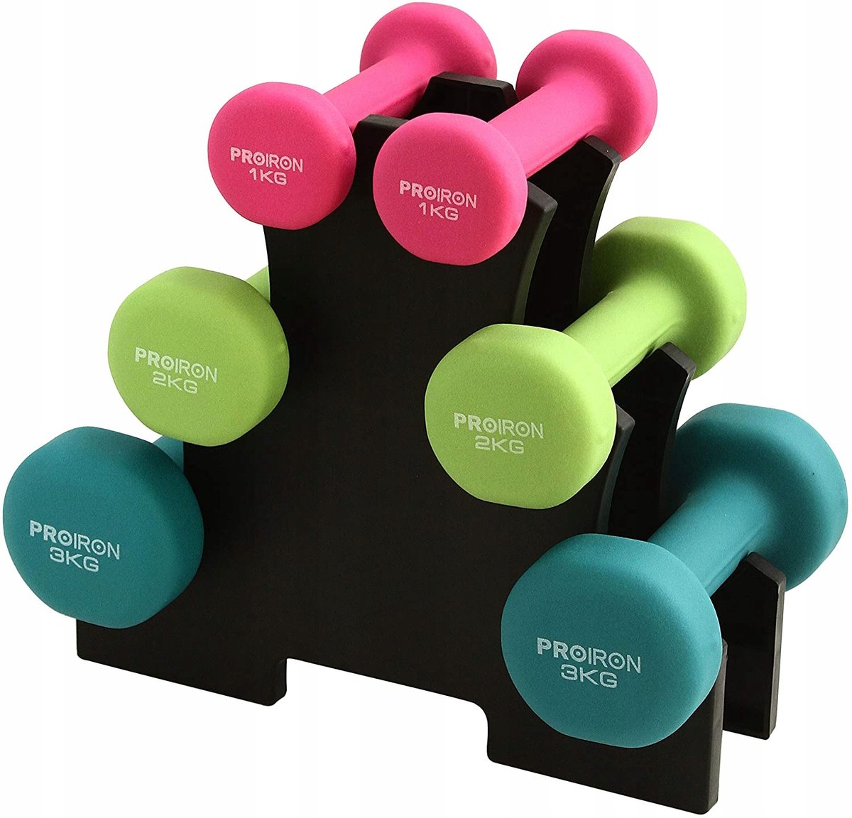Merkloos Neopreen Halter Set 12kg met Standaard