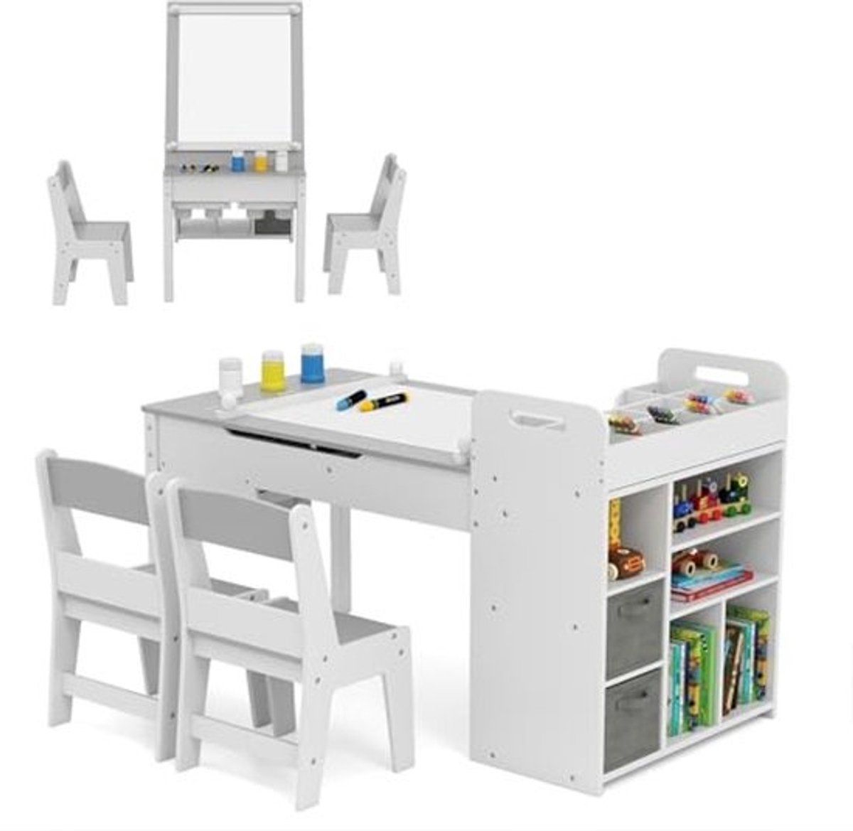Kindertafelset met 2 stoelen - Papierrol inbegrepen - Creatieve speelruimte - Voor kinderen