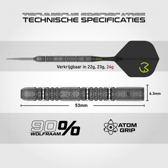 Michael Van Gerwen MvG Signature Edition Dartpijlen, standaard of switch points, professionele dartpijlen, 90% wolfraam, dartset met dartflights en schachten, stalen darts 22 g, 23 g en 24 g van Michael van Gerwen. — afbeelding 2
