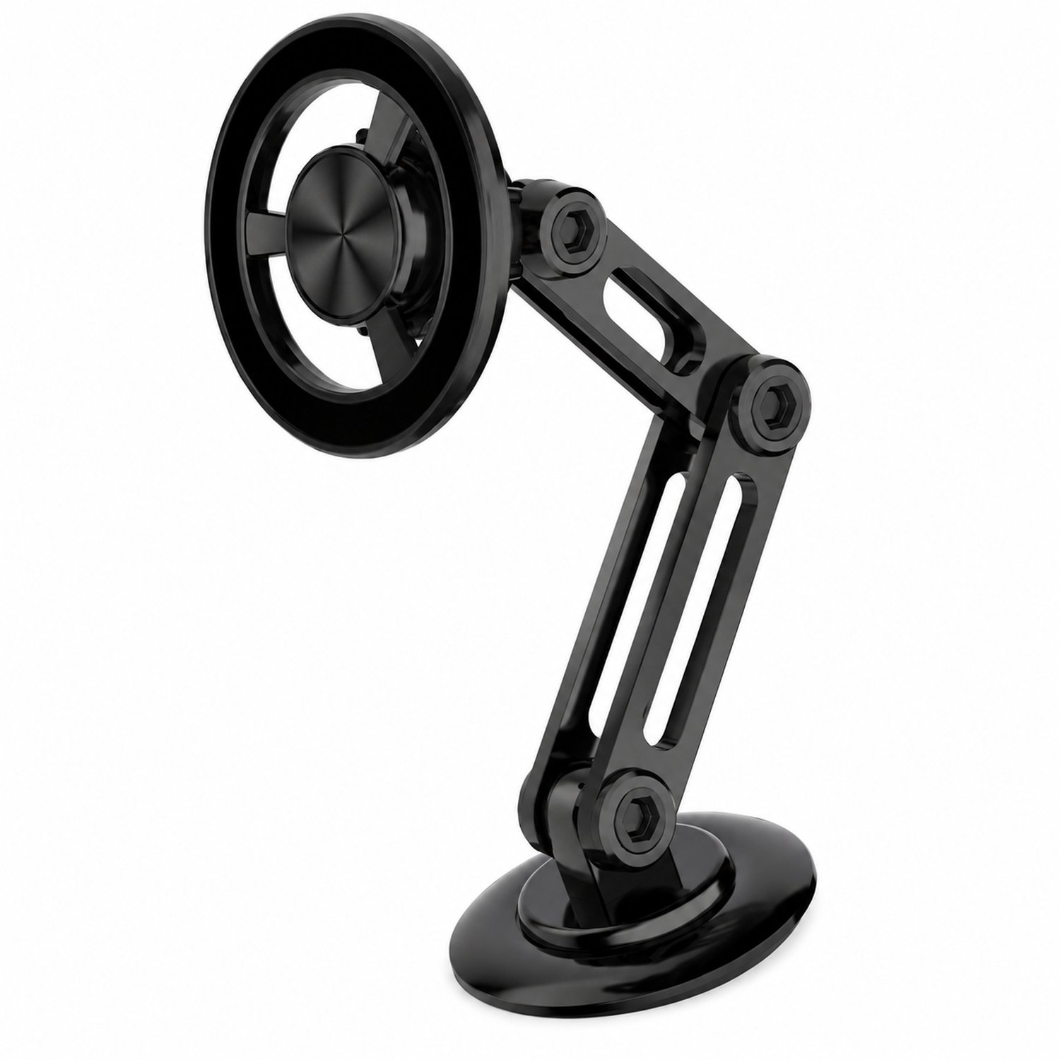 telefoonhouders auto – zwarte, volledig metalen magnetische dashboardhouder voor navigatie met draaibare, inklapbare arm