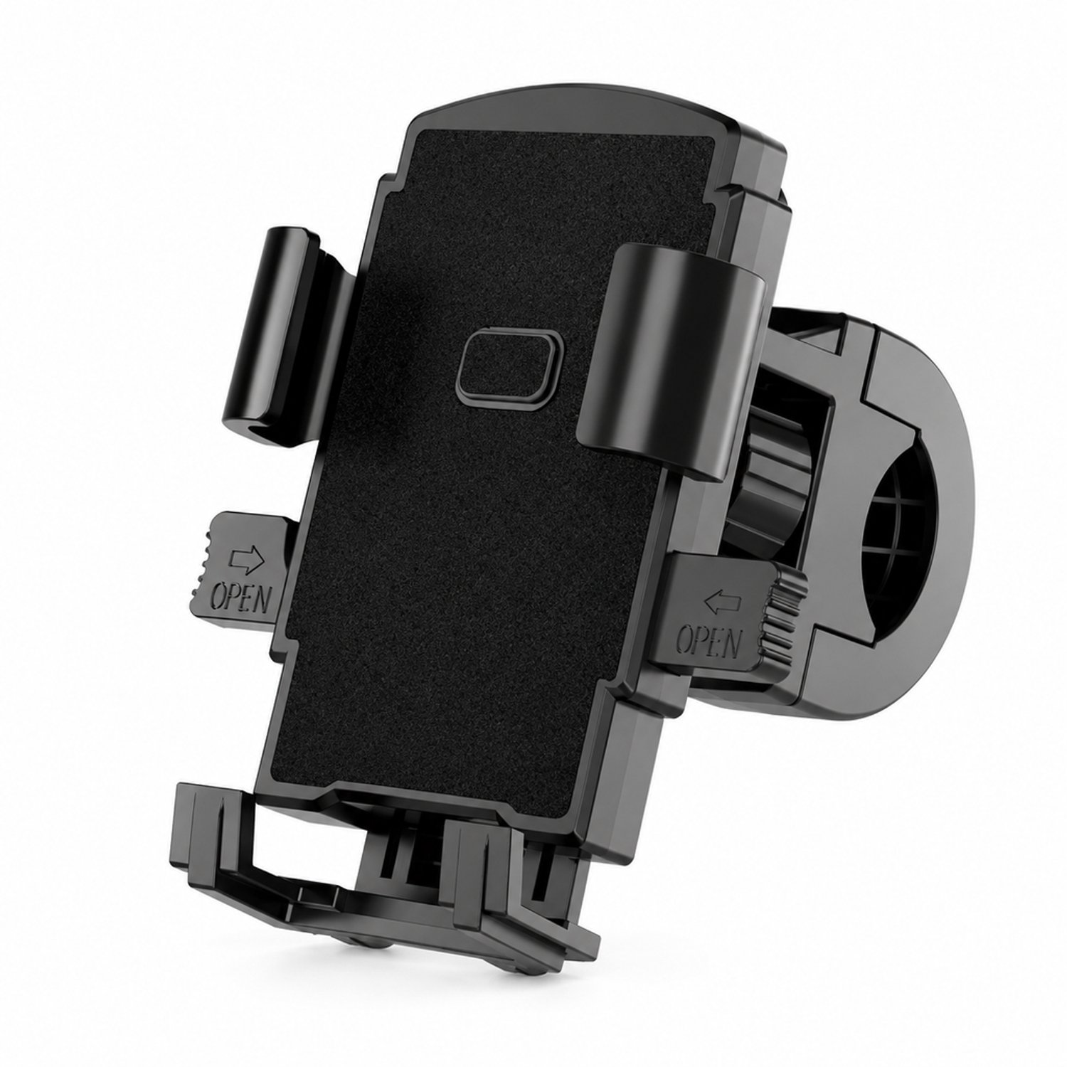 Telefoonhouder fiets voor montage op het stuur met zespunts omsluiting voor telefoons van 5 tot 7,2 inch