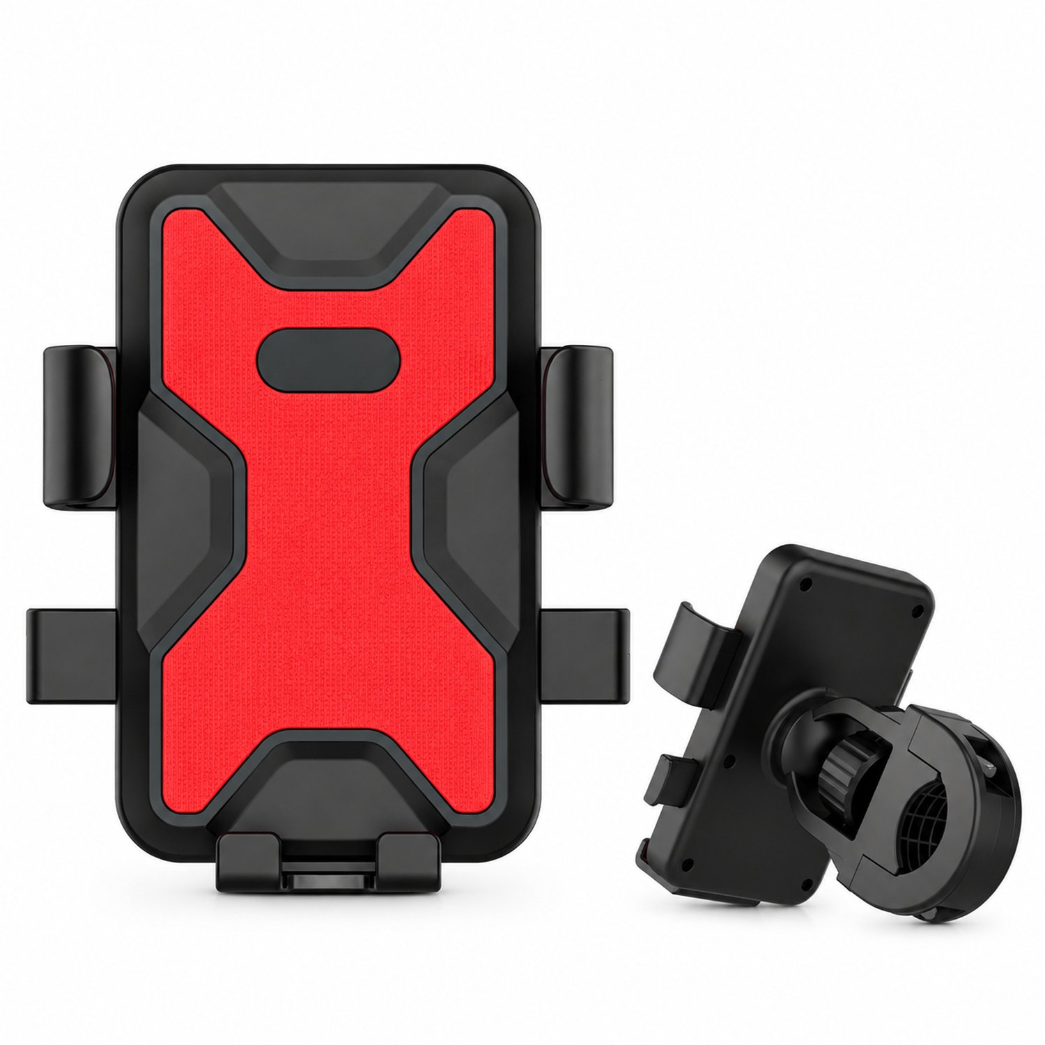 Rode telefoonhouder fiets voor stuurmontage, voor telefoons van 5–7,2 inch, met zespunts omsluiting en vergrendeling met één knop