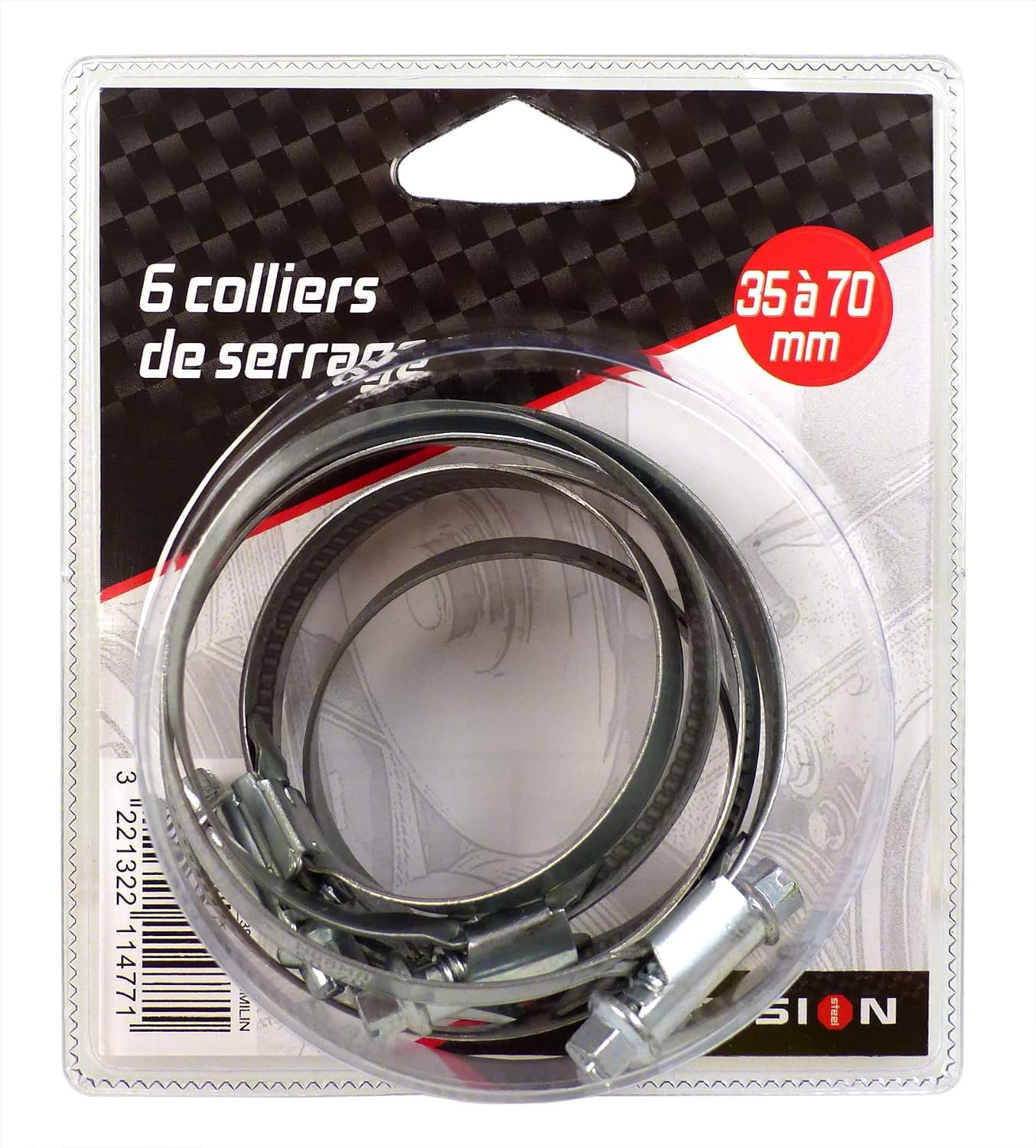 Slangklemmen 35-70 mm - roestvrij staal - set van 6 - ideaal voor het bevestigen van slangen - m-winkel