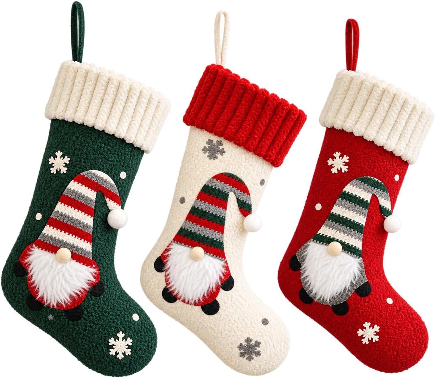 Set van 3 pluchen kerstsokken, hangende kerstdecoratie