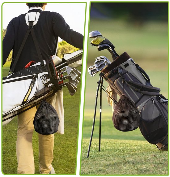 Opbergtas voor golfballen, 6 stuks netzakken met trekkoord, opbergtas voor sportuitrusting, voor het verzamelen van halve ballen, tennis — afbeelding 4