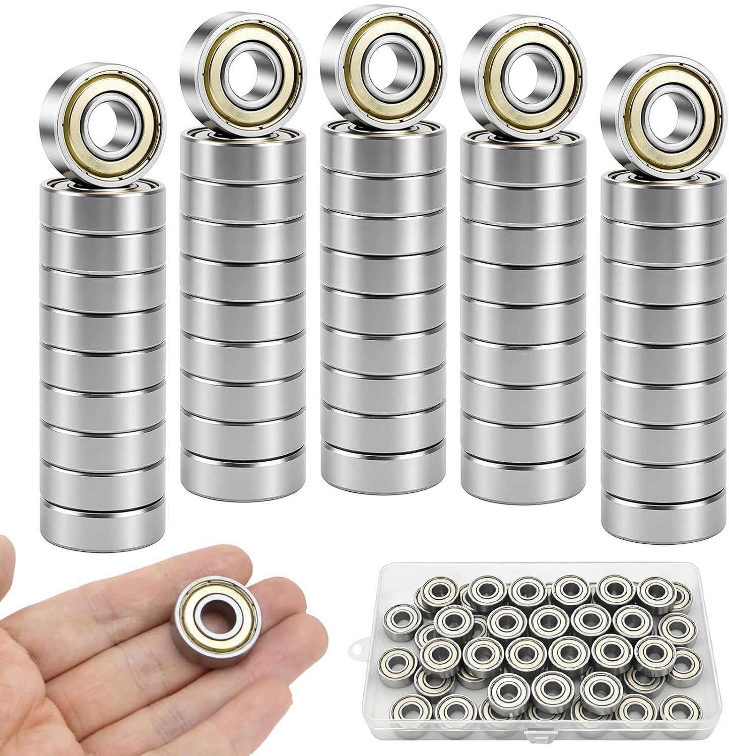 Kogellagerset 608ZZ 8 x 22 x 7 mm dubbel afgeschermd kleine precisie ideaal voor skateboard en motoren 50 stuks ServiceTopper