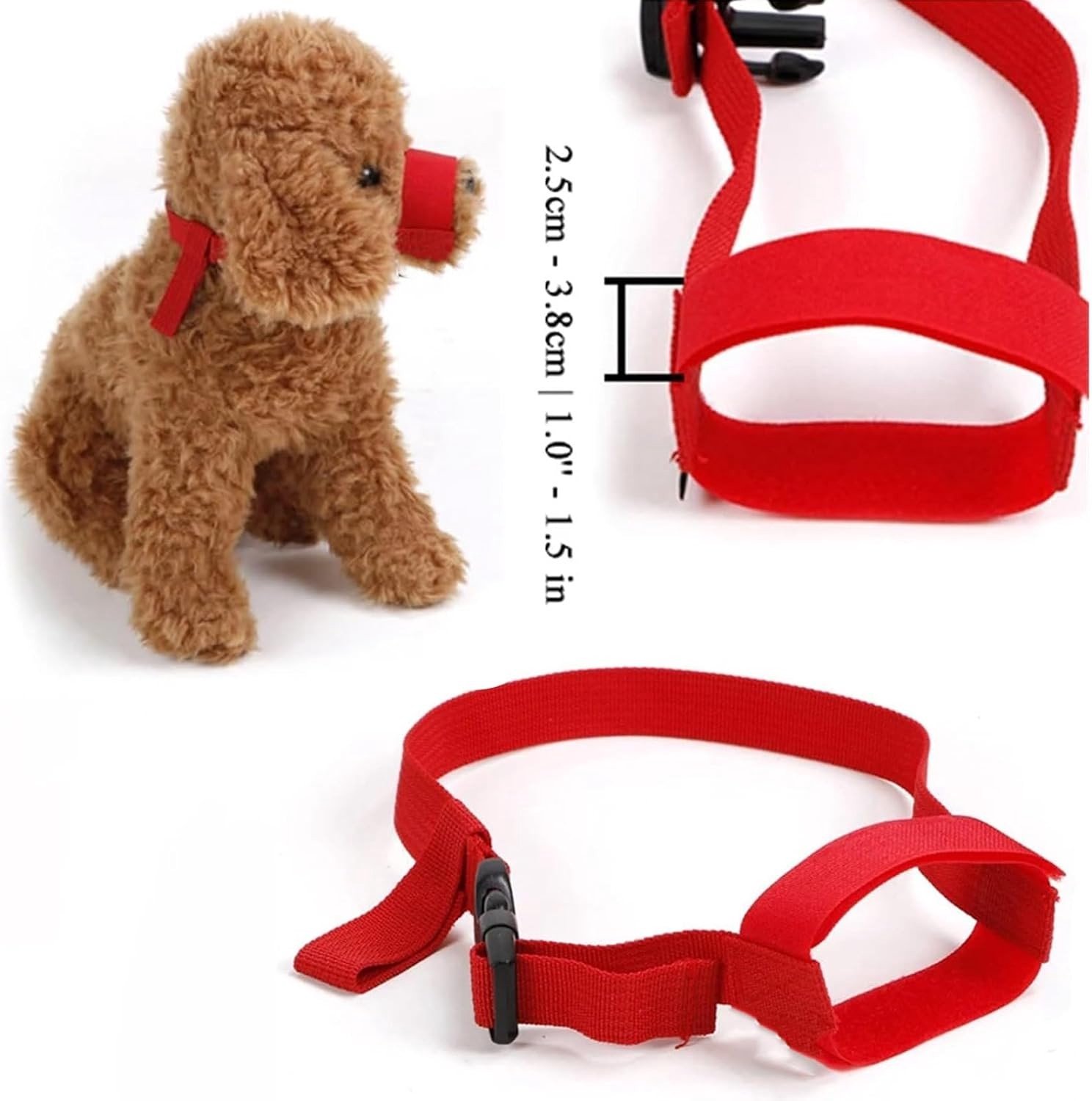 Verstelbare Nylon Hondenmuil voor Korte Snuiten | Zachte Muil voor Kleine Honden, Anti-Bijten en Blaffen Mondbedekking voor Kleine Rassen (Maat S, Rood)
