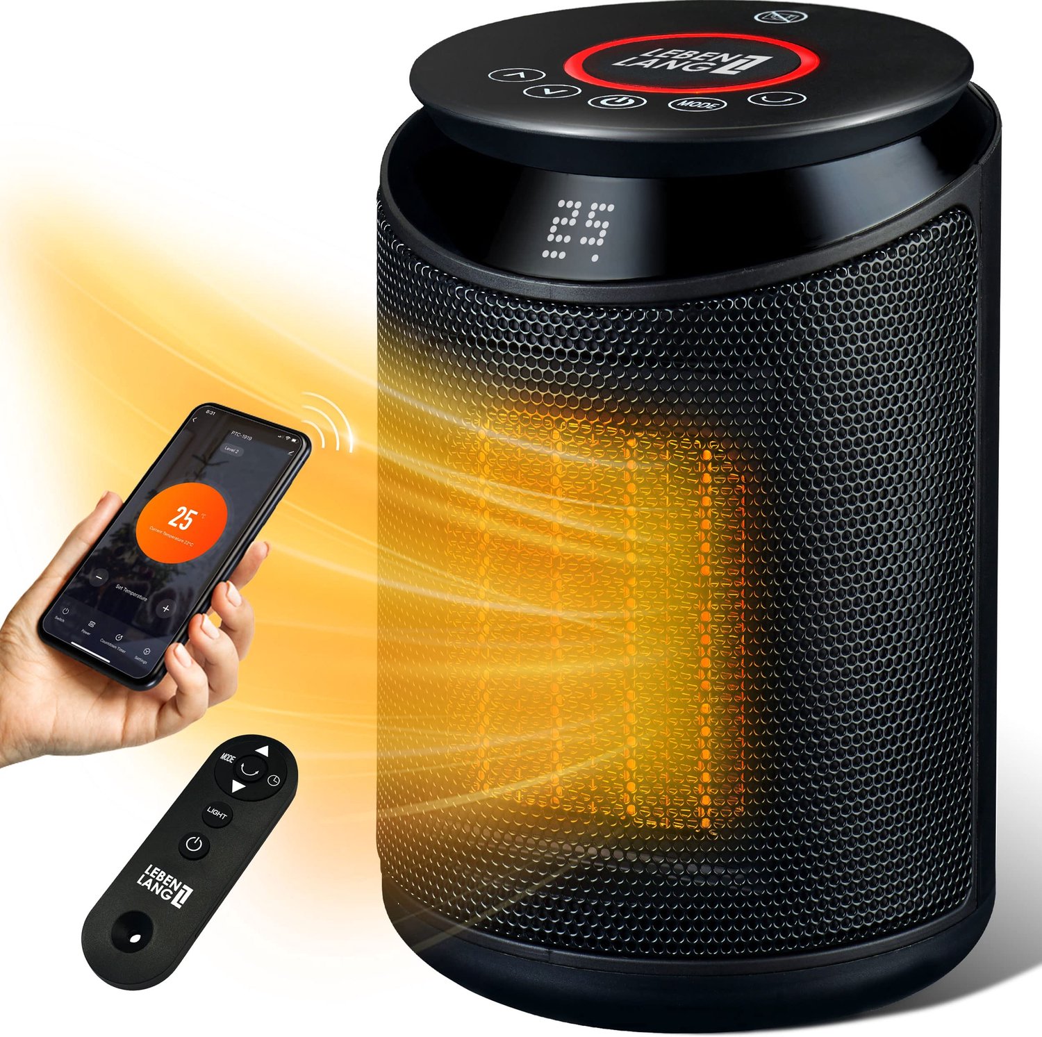 Keramische Kachel 2000 W - Elektrische Ventilatorkachel met WiFi en App - Afstandsbediening - Stil en Energiezuinig - Snelle Verwarming - Voor Thuis en Kantoor