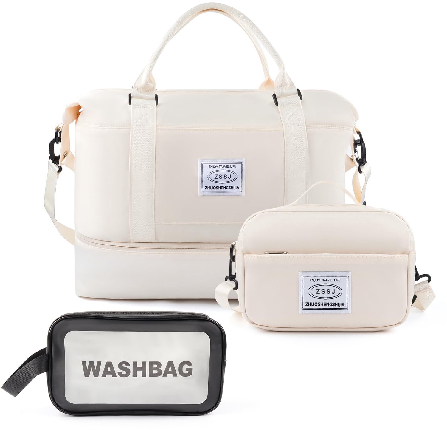 Ruime Weekend Bag, Sporttas en Reistas, Off-white