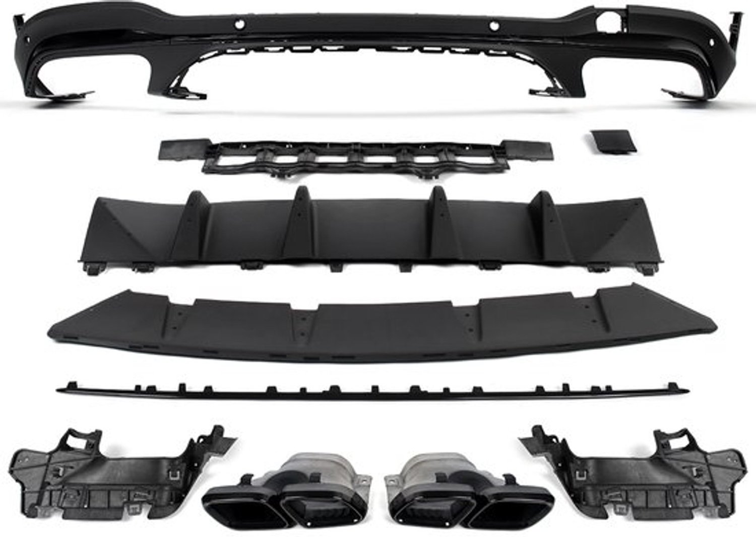 Achterbumper Diffuser AMG63 Stijl - 2020-2024 Mercedes-Benz GLC X253 - ABS Kunststof - Zwart - Performance Auto Accessoire