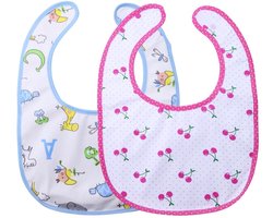 LittleForBig Waterproof Printed Bib voor Volwassenen - 2-Pack Giraffe en Kersenpatroon