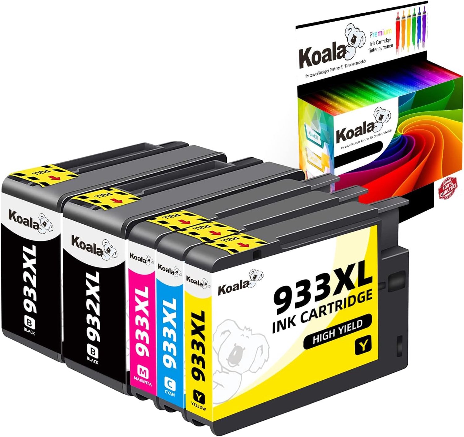 Printercartridges 5-pack - 932XL zwart en kleur - 1050 pagina's zwart, 825 pagina's kleur - Compatibel voor HP - Vemera