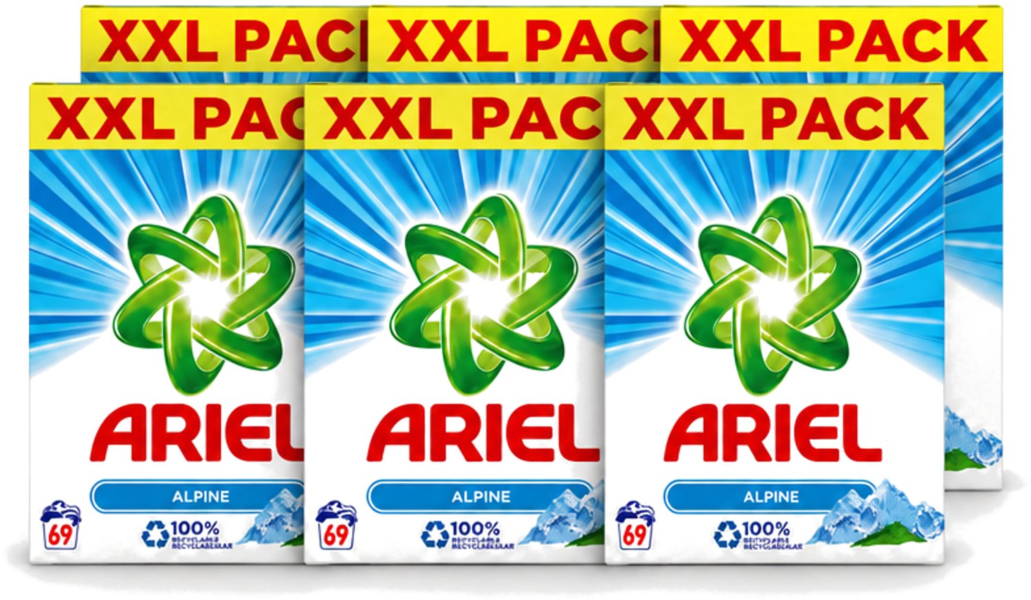 6 x Ariel – Waspoeder – Alpine – 4,485 kg – 69 wasbeurten - Voordeelverpakking - 6 stuks