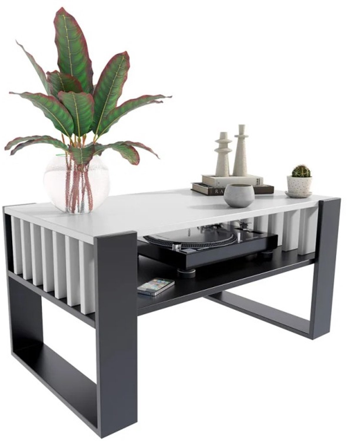 Per La Vita IGA - Salontafel - Wit/Zwart - 100 x 53,6 cm - Met Opbergplank