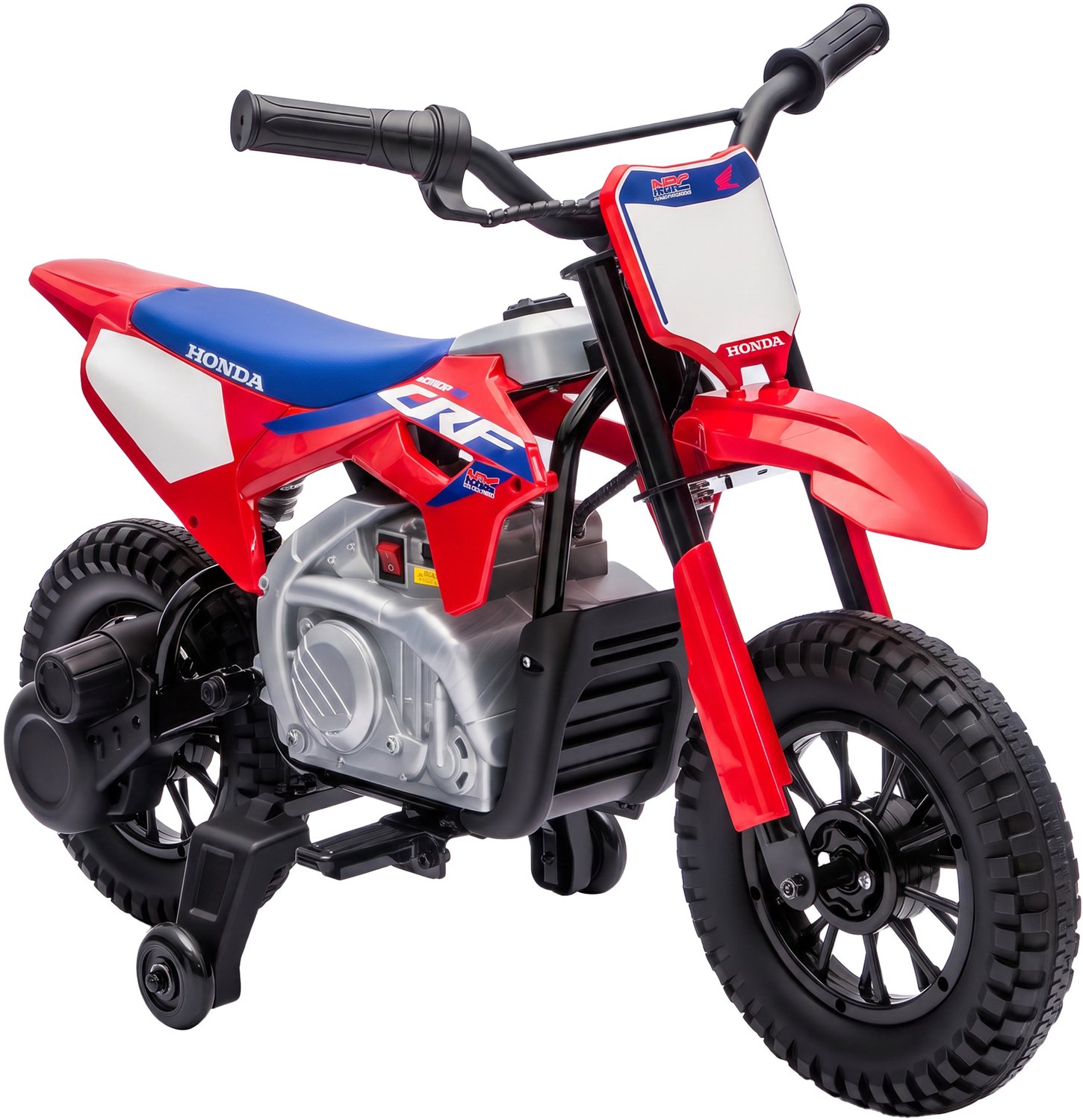 Playon Elektrische kindermotorfiets - Met zijwieltjes en achtervering - 104 x 55 x 67 cm - Rood/Blauw