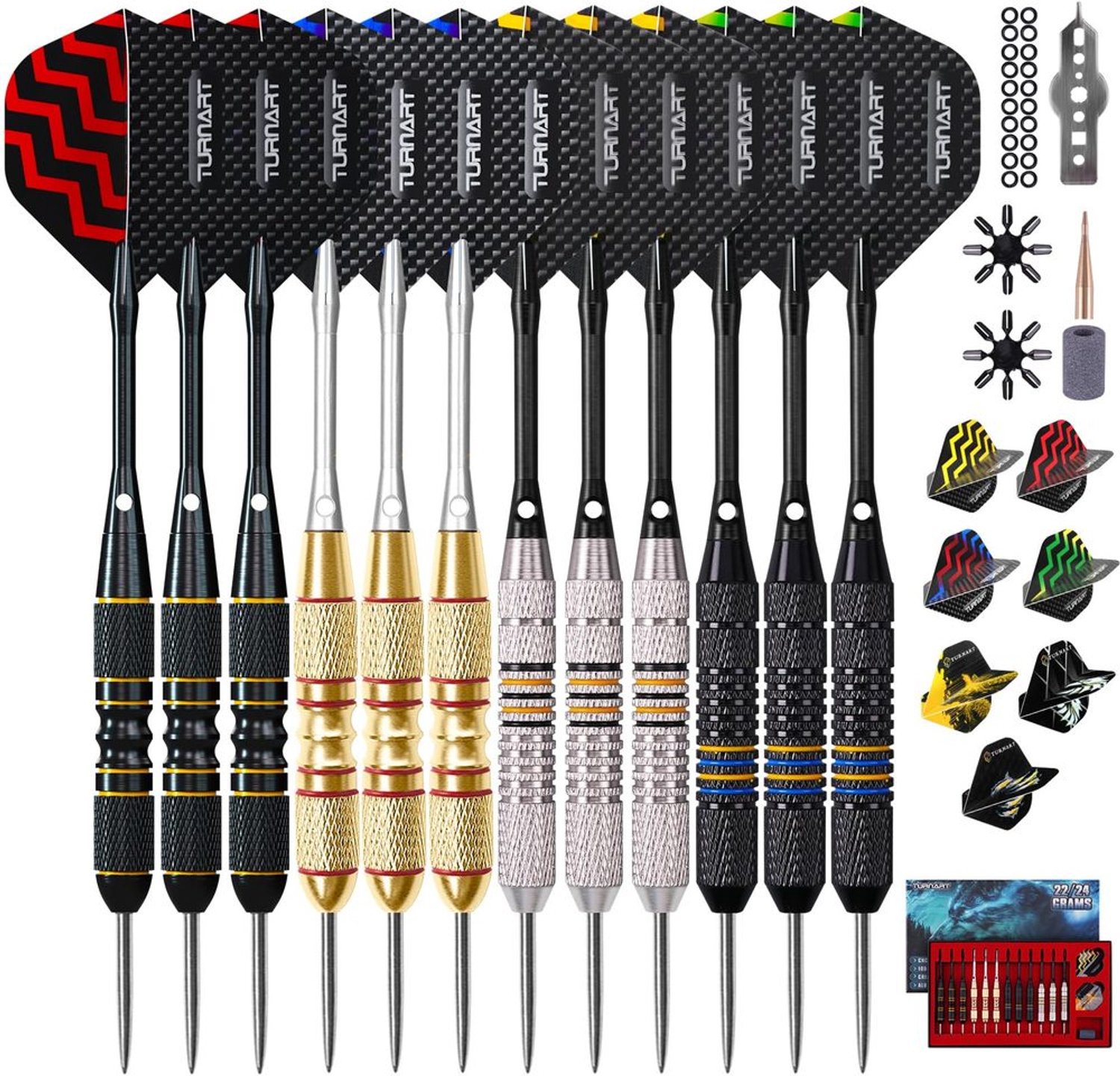 Darts met metalen punt - 12 stuks professioneel