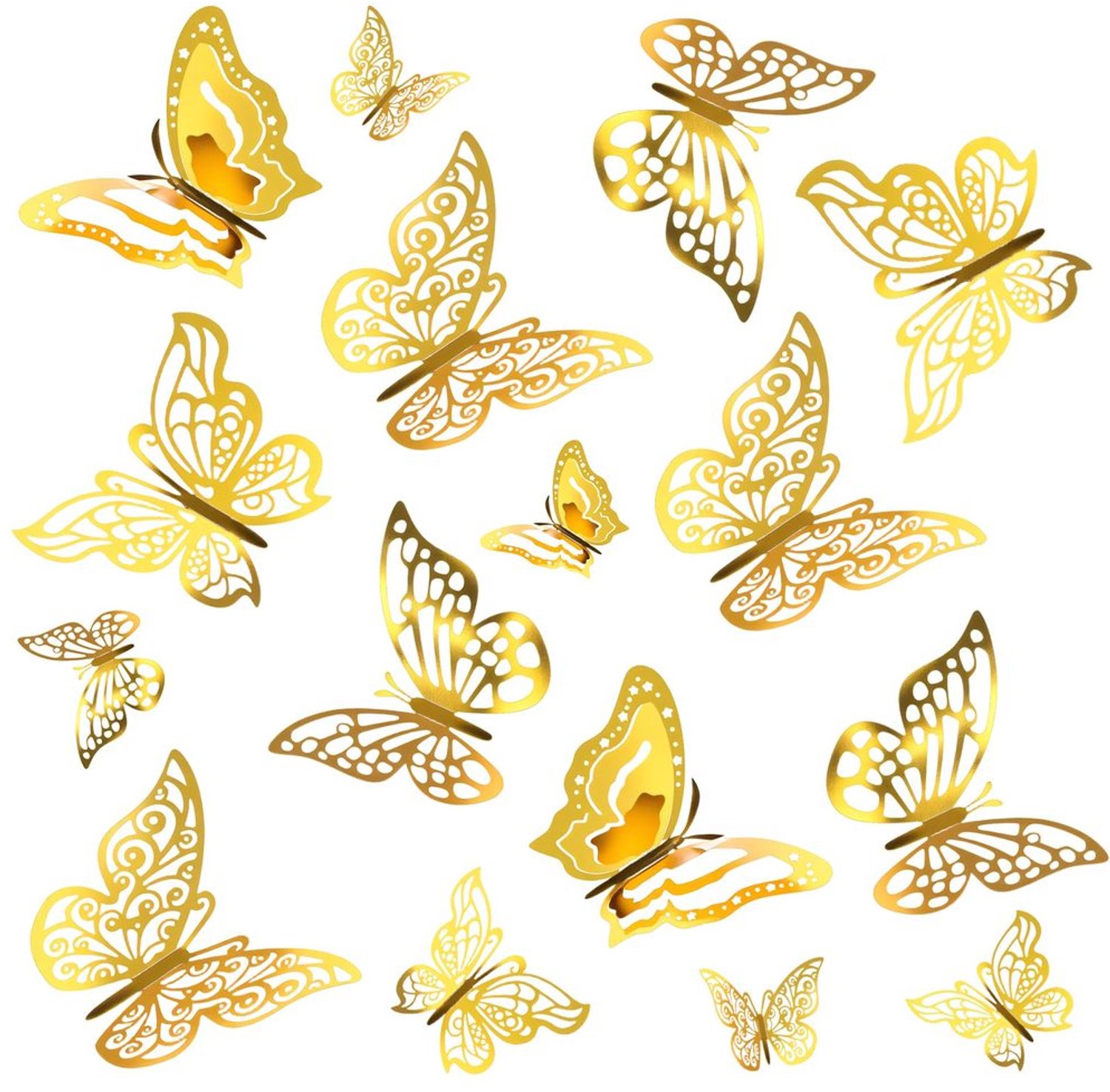 3D Gouden Vlinders Wandstickers voor Decoratie