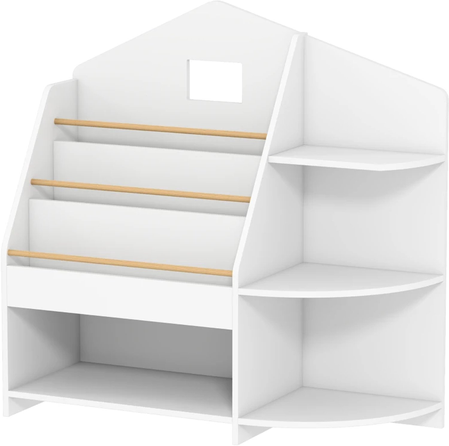 Kinderplank - 7 planken - Voor boeken en speelgoed - Ronde randen - Draagvermogen 40 kg - Wit