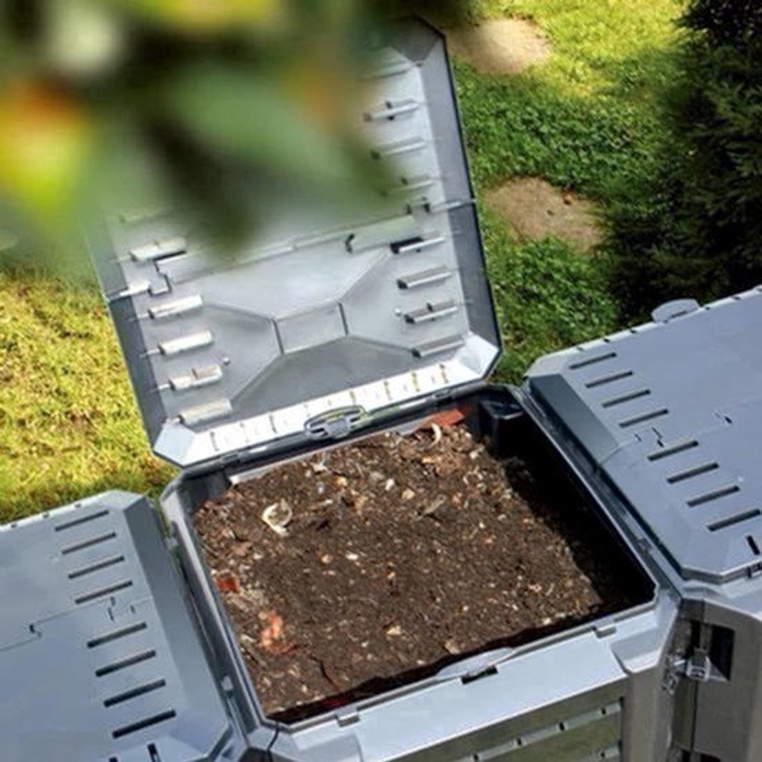 Compostbak – Compostvat – Composteerbak – Compostcontainer – Compostton – Zwarte Tuincomposter – 1200 Liter Inhoud – Weerbestendig Kunststof