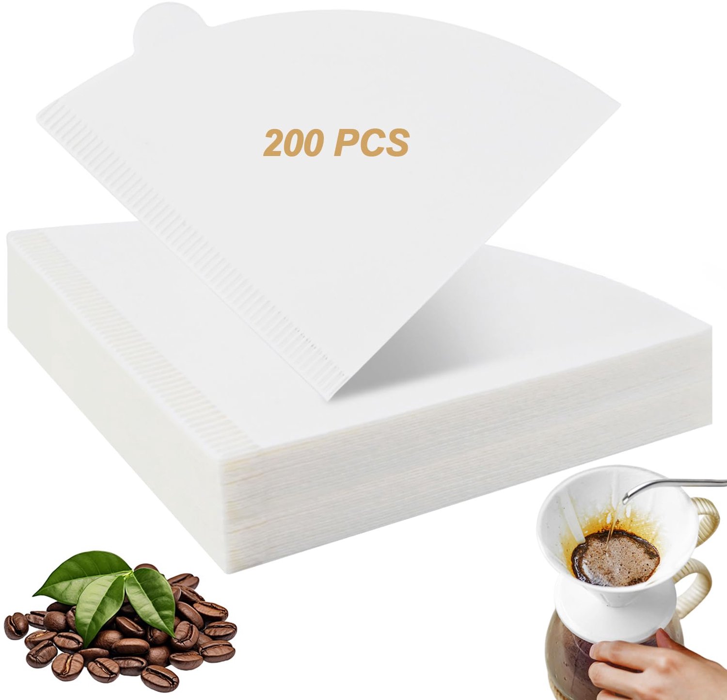 V-vormige Koffiefilters voor 2-4 Kopjes, 200 Stuks