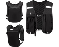 Hardloopvest-hardloopvest drinkhouder-hardloopvest met telefoonhouder-Ultralicht en duurzaam vest-Hydratatievest voor paardrijden met reflecterende strepen-zwart