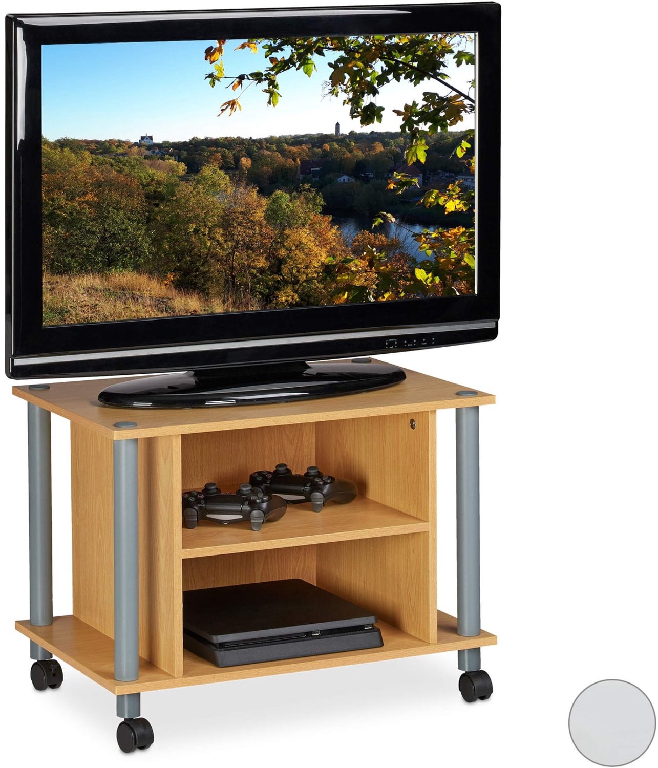 Duraxl Tv meubel - 2 vakken - Verrijdbaar - 45 x 60 x 40 cm - Houtlook