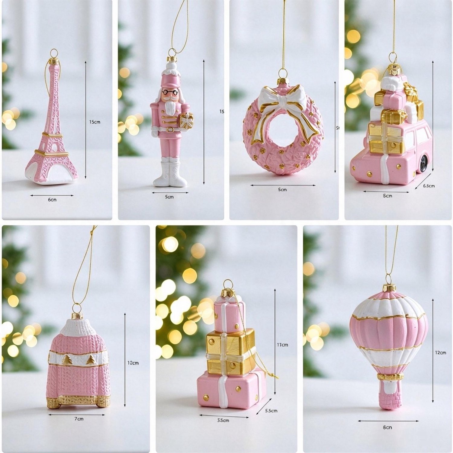 Kerstornamenten – Hangdecoraties voor de kerstboom – Decoratie-elementen – Kleine kerstornamenten – Woon- en tuindecoratie – Kerstboomauto – Feestdecoratie – Geschikt voor het versieren van kerstbomen, kerstvieringen, enz. – foto 6