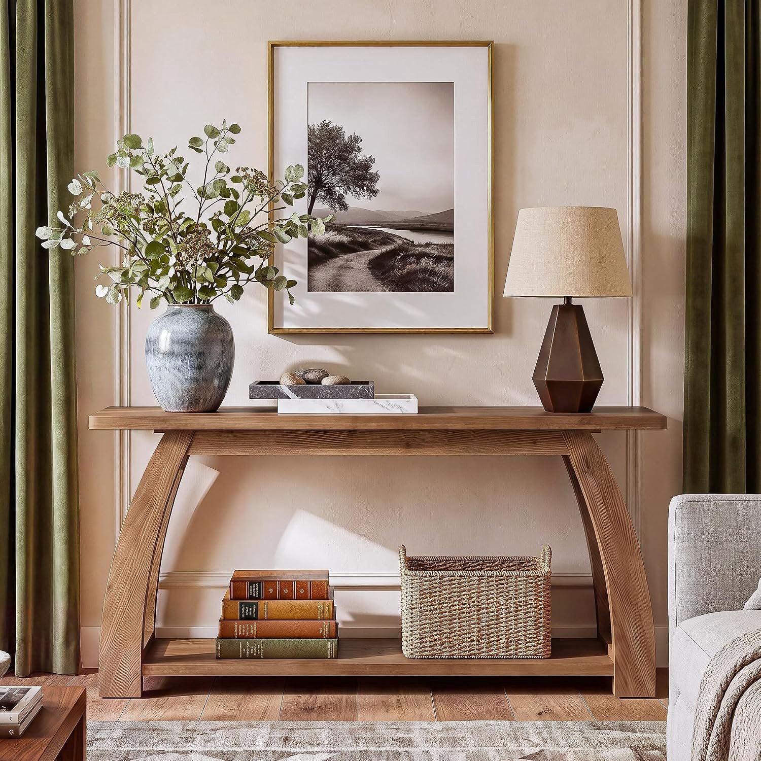 Tribesigns massief hout Consoletafel - 160x30x80 cm - sidetable met 2-laags - Console Tafel voor Hal, Woonkamer, Entree - Bruin