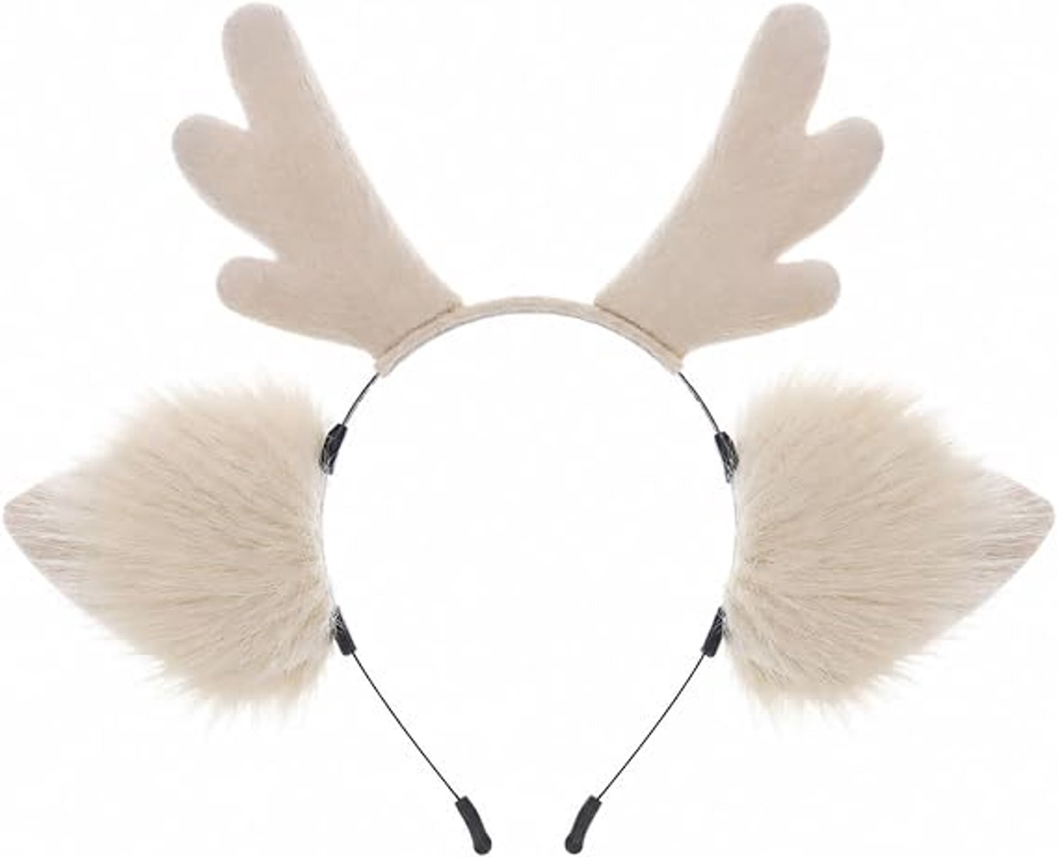 Haarband met rendiergewei en rendieroren van imitatiebont voor kerstkostuum