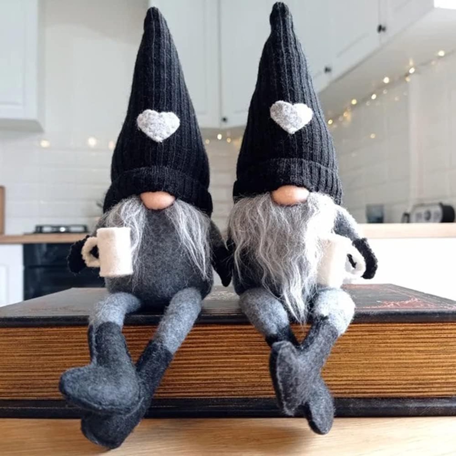 Set van 2 pluchen koffie-kabouters als bar-decoratie – cadeau-idee voor de herfst en Halloween