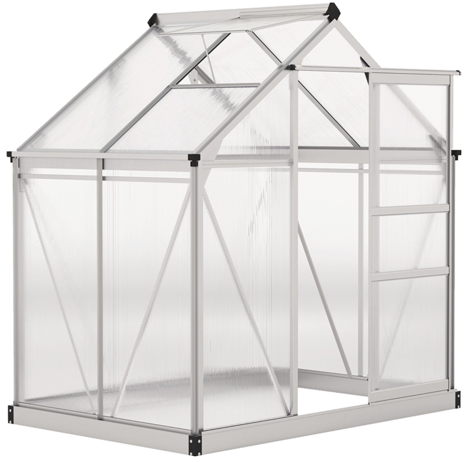 Tuinkas 190 x 132 x 201 cm, Metalen Basis En Dakraam, Praktische Weerbestendige Inloopkas Voor Het Kweken Van Groenten, Kruiden En Planten In Eigen Tuin, Broeikas En Kweekkas, Plantenkas En Serrekas, Tuinserre En Kweekserre – foto 2