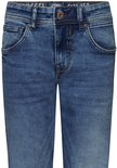Blauwe Petrol Industries spijkerbroek met regular tapered fit, vijf zakken en oranje stiksels.