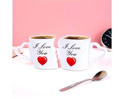I Love You Double Mok - Hartjes Mok - Keramiek - Romantisch Cadeau