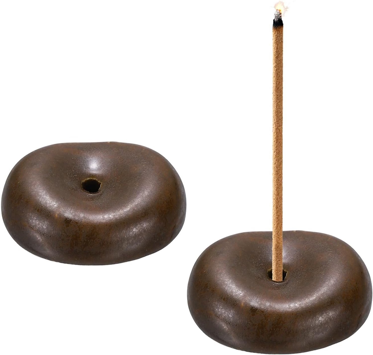 Wierookhouder 3,6 x 3 x 1,3 cm - keramisch zwart - 2 stuks - voor meditatie en yoga - ServiceTopper