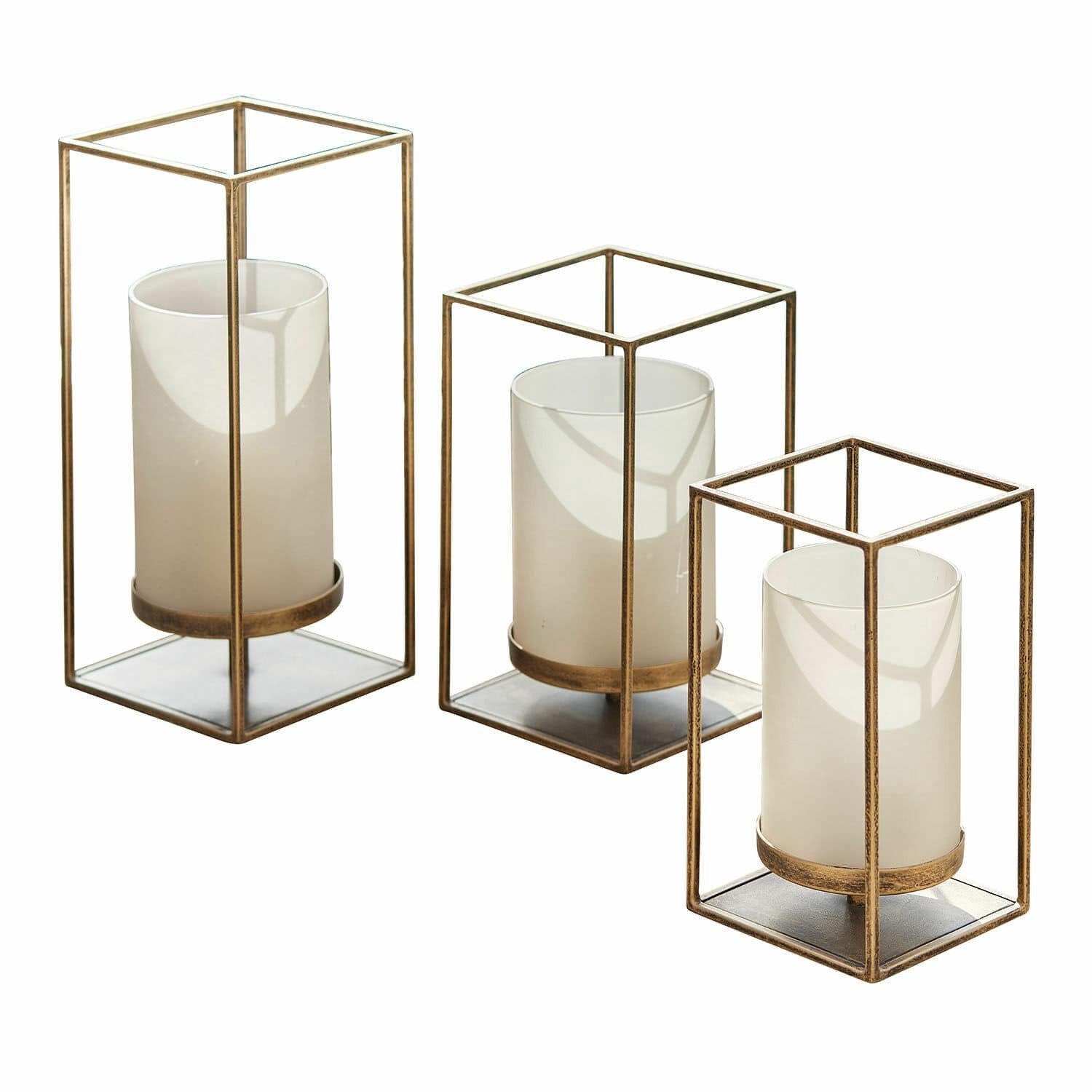 Loberon Windlichtje set van 3 Vauxandre antiekgoudkleurig