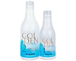 GOLDEN Brazilian Blue Protein Keratine Haarbehandeling 500ml + 300ml Pre-Shampoo – Ontkrulling zonder Irriterende Geur, Regenererend en Stijlend Haar | zonder formaldehyde en carbocysteïne | -met anty yellow system