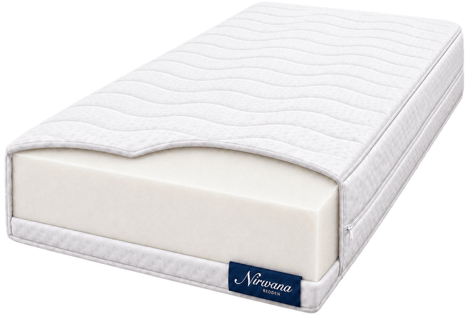 Nirwana Bedden Royal Dream - Koudschuim Matras 100x210 cm - 20 cm Hoog - Stevig - Afritsbare Wasbare Hoes Wit