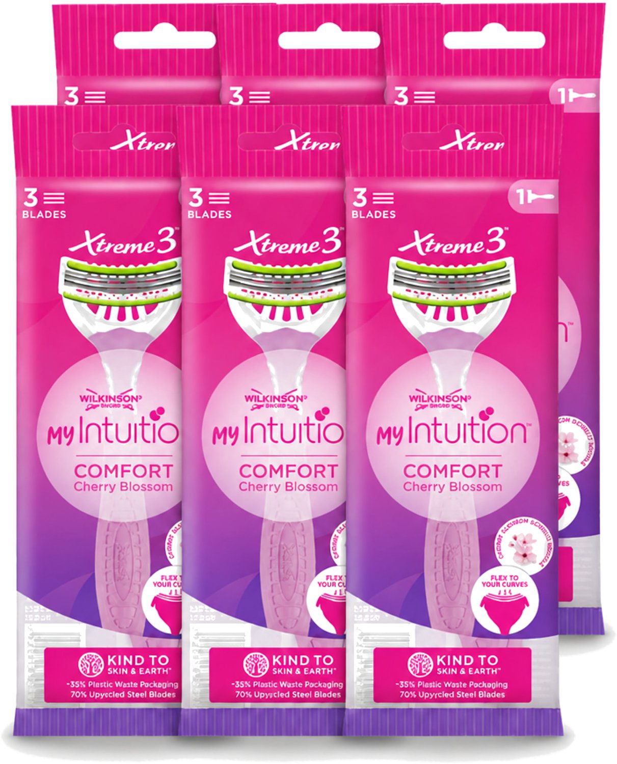 6 x Wilkinson - Wegwerpscheermesjes - Xtreme 3 My Intuition - Comfortabel - 1 scheermesje - Voordeelverpakking - 6 stuks