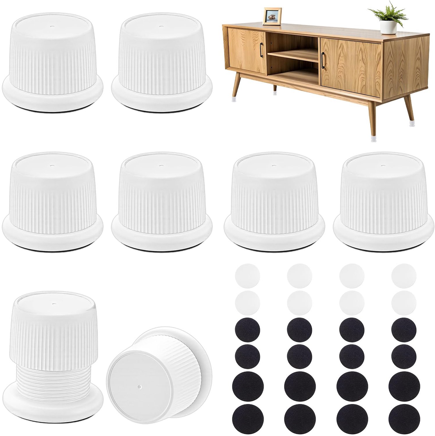 8Pcs Witte Verstelbare Magnetron Meubels Risers, 4~6.3cm