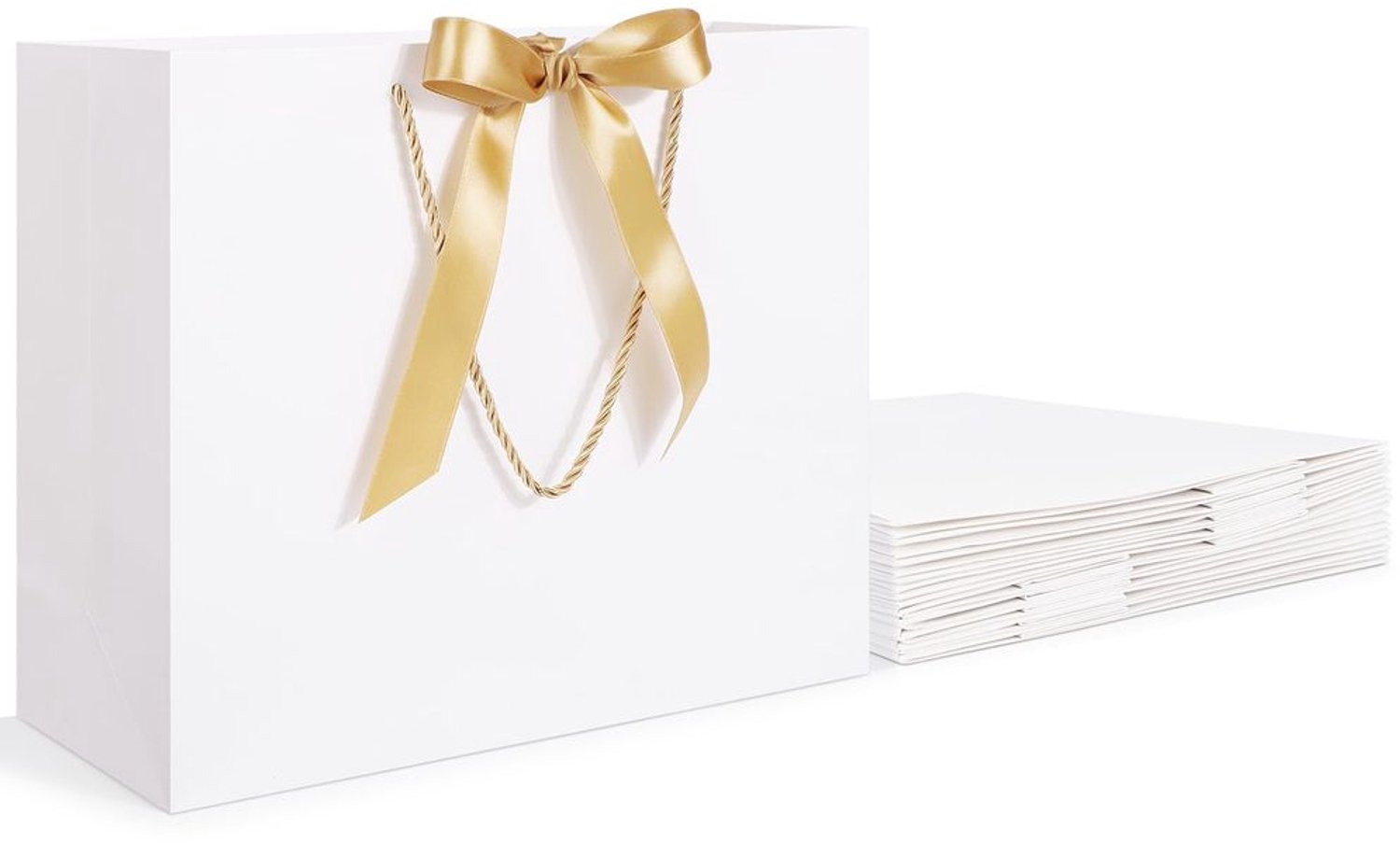 Cadeauzakken - 10 Stuks - Wit met Strik
